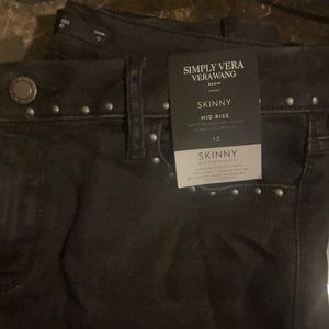 Vera wang skinny mid rise power stretch jeans